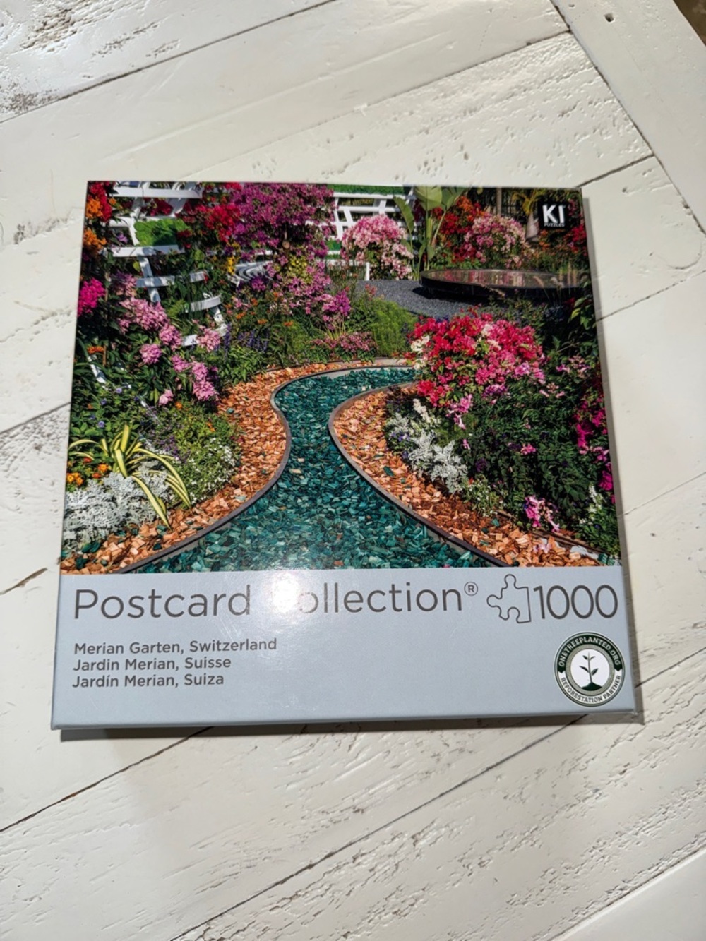 Switzerland Postcard Collection 1000-PC Puzzle Pink, Green Garden Scene New